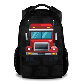 XaocNyx School Bags for Boys - 17 Inch Truck Kid Backpack - Large Capacity, Durable, Lightweight - Black Bookbag for School, Travel and Camp