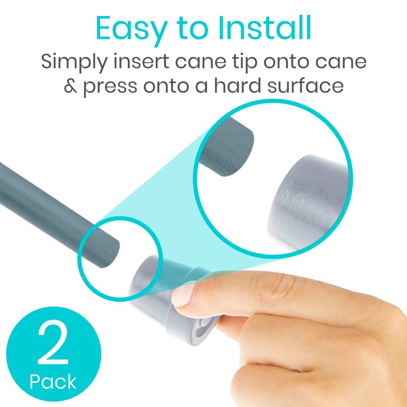 Vive Walking Cane Tips 2 Pack (3/4 Inch) - Non-Slip