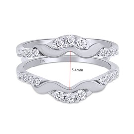 AFFY 1/3 Ct. Round Chevron Ring Guard Enhancer with Cubic Zirconia in 14K Gold Over Sterling Silver 0.33 Carat Ring Size-7