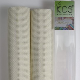 KCS 2 pc of 15" x 18" Counted Cross Stitch Cotton Aida Cloth needlework Fabric (Cream, 14CT)