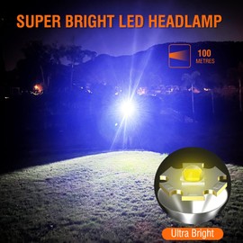BORUIT LED Rechargeable Headlamp,Super Bright Head Lamp Flashlight,Battery Powered 4 Modes IPX4 Waterproof Headlamps for Adults Kids Outdoor Hunting Hiking Camping Fishing Running