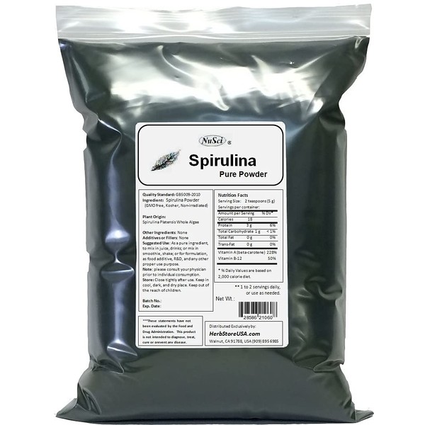 NuSci 100% Pure Spirulina Powder Fresh Energy Non-Irradiated (2000 Grams