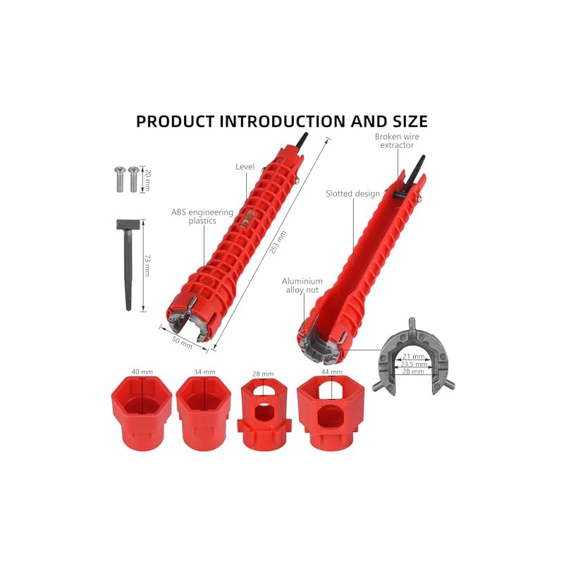 14-in-1 Multi-functional Wrench for Toilet, Sink, Bathroom, Kitchen Plumbing Installation