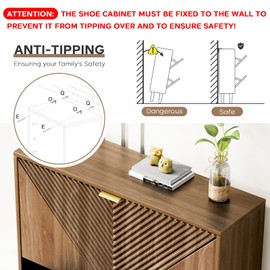 oakvivo Shoe Cabinet with 2 Flip Drawers, 31.5" Walnut Narrow Hidden Shoe Storage Cabinet, Freestanding Shoe Rack Organizer with Wooden Legs, Farmhouse Slim Shoe Storage for Entryway, Foyer, Hallway