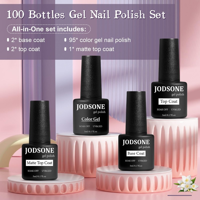 JODSONE Gel Nail Polish Starter Set 100 Pieces Multi-color Gel