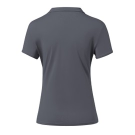 Willit Women's Tennis Shirts Quick Dry Golf Polo Shirts Short Sleeve Active Workout Shirts UPF 50+ Running Tops Gray M