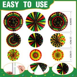 Outus Black History Month Decorations Hanging Swirls Juneteenth Paper Fans Black History Month Paper Lantern Kente Classroom Ceiling Wall Decor for African American Party Supplies