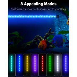 Pawfly 8 W Aquarium LED Light 23 Inch Underwater Fish Tank Light with Timer Auto On/Off Fish Tank Background Light with 8 Lighting Modes Submersible Multi-Colored Tube Light for Decoration