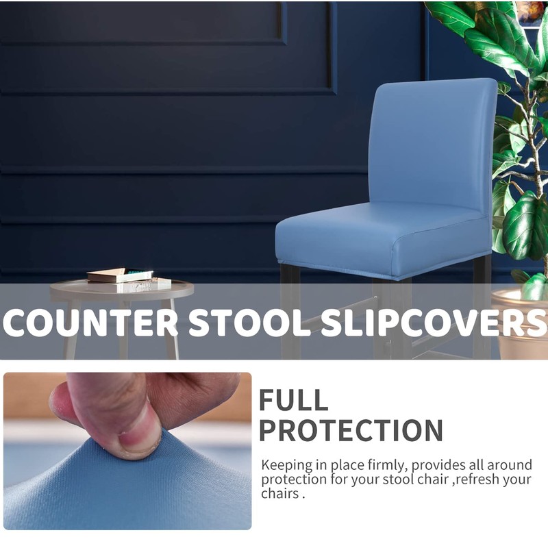 SONNACH PU Bar Stool Covers for Counter Height, Low Back