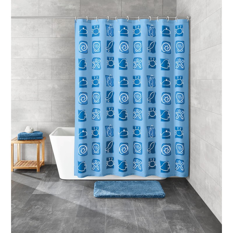 Kleine Wolke Shower Curtain with Sealife Motif 180 x 200