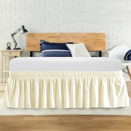 ANARACHON Queen Bed Skirt, Elastic Wrap Around Bed Skirt Queen Size, Bed Skirts for Adjustable Bed, Easy Fit with 14" Drop Length Tailored Drop Dust Ruffle (Ivory)