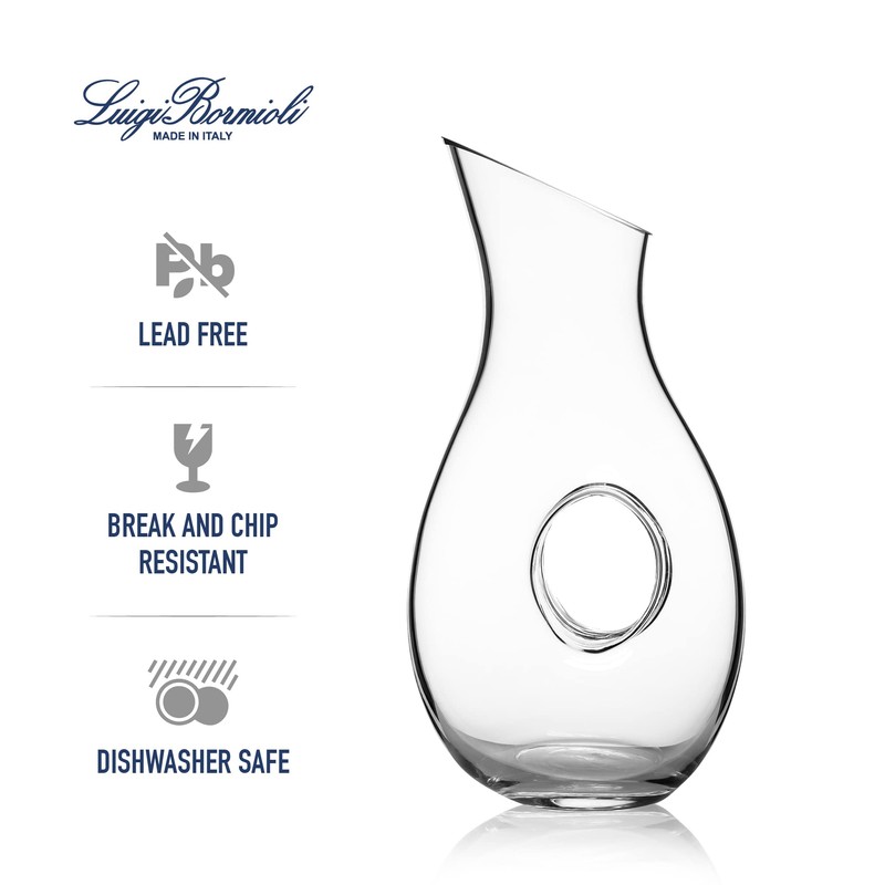 Luigi Bormioli Crescendo 48 Ounce Carafe, Crystal Glass Pitchers, Dishwasher