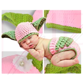 733569292844 ​Star Wars Yoda Baby Knit Newborn 0-6 Mo Photo Hat Pant Outfit PINK WHITE FLOWER