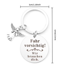 Fahr Vorsichtig Key Fob, Key Fob "Fahr Vorsichtig für Papa Mama" [German Language], Gifts for Dad, Christmas Gifts for Dad, Father's Day Gifts for Dad, Valentine's Day Gift for Him, Drive carefully