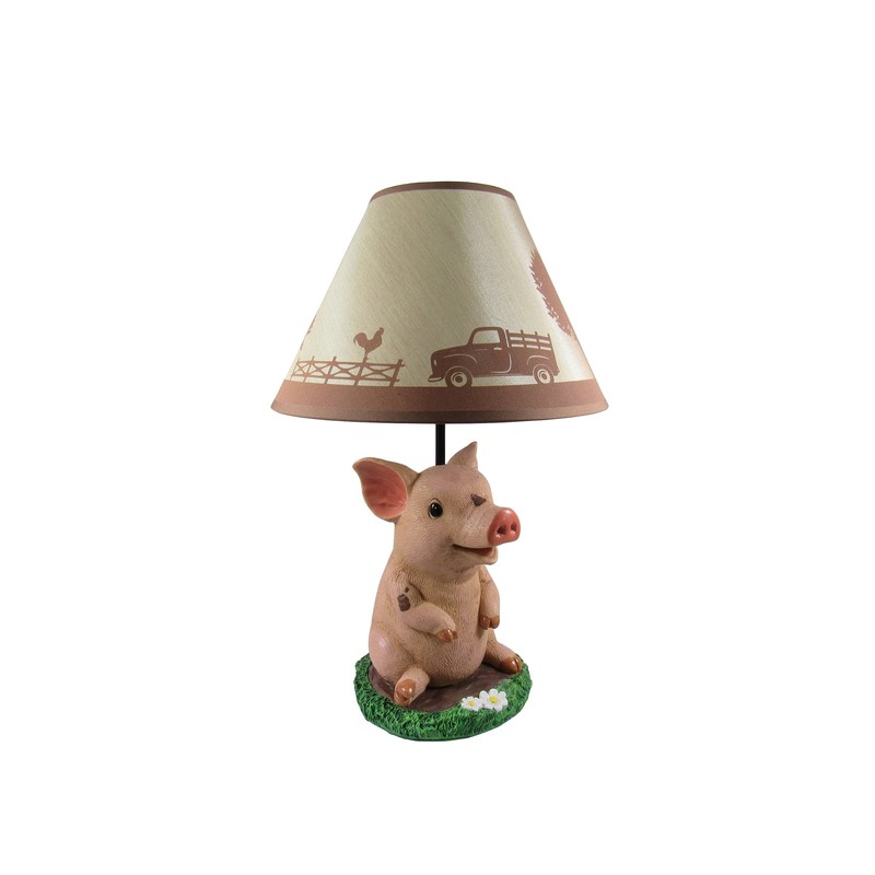 DWK Muddy Delight Decorative Farmhouse Pig Table Lamp