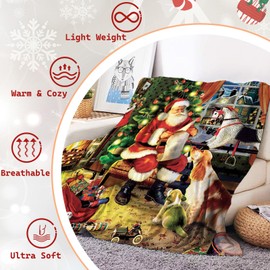 LLTTEER Christmas Cuddly Blanket, Sherpa Fleece Blanket, Flannel Fleece Blanket, as Sofa Blanket and Cuddly Couch Blanket (Christmas-06, 130 x 150 cm)