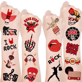 YYMYMGJ 20 Sheets (260 Pieces) Temporary Rock N Roll Tattoos Party Favors Rock Themed Birthday Party Gifts Decorations Accessories Born to Rock
