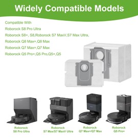 16 Pack Vacuum Bags for Roborock Q5, Q5 Pro+, Q8 MAX, Q8Max+, Q7 Max,Q7 Max+, S8 Pro Ultra, S8 Max, S8 MaxV Ultra, S8+, S8, S7 Max, S7 MaxV Ultra Vacuum Cleaner-3L Large Capacity Disposable Dust Bag