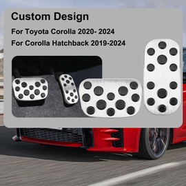 BOYUER 2PCS Anti-Slip No Drilling Aluminum Brake and Gas Accelerator Pedal Covers Foot Pedal Pads Kit For Toyota 2020-2025 Corolla,2019-2025 Corolla Hatchback(SILVER)