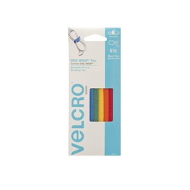 VELCRO Brand ONE-WRAP Ties | Cable Management, Wires & Cords | Self Gripping Cable Ties, Reusable | 5 Ct - 8" x 1/2" | Multi-color