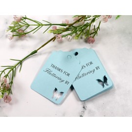 Butterfly Thank You Tags - Thanks for Fluttering By - 12pc (Blue)