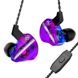 keephifi CCZ DC01 Pro In-Ear-Monitor-Kopfhörer, 1DD Bass HiFi IEM kopfhörer,V-Shape-Tuning kabelgebundene In-Ear-Ohrhörer, abnehmbaren 2pin-Z-OFC-Kabeln für Musiker, Schlagzeuger(Violett,mit mikro)