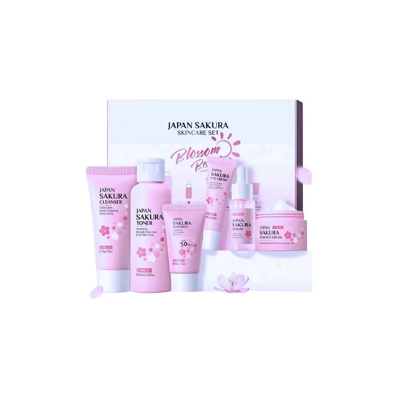 Set Cuidado Facial Sakura 6pzs Piel Radiante Rejuvenece!