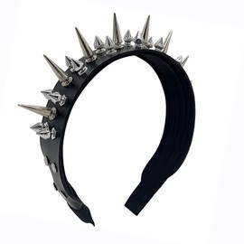 ATekatac Women Leather Headband Steampunk Spiked Headband Gothic Hairband (BS Black)