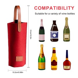 VYIBPDY 1 Stück weintasche roter Filz-geschenktüten flaschen für Weinflaschen mit Griff, für Geschenk, Hochzeit, Taufe, Geburtstag
