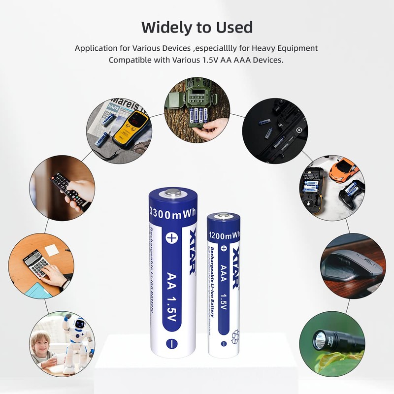 XTAR 1.5V AA AAA Lithium Rechargeable Battery 3300mWh & 1200mWh