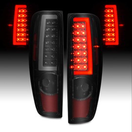 AmeriLite for 2004-2012 Chevy Colorado GMC Canyon Smoke Black C-Type LED Tube Tail Lights Pair - Passenger and Driver Side