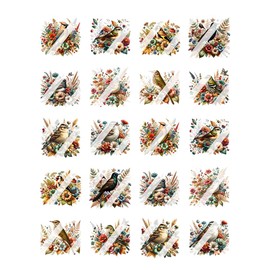 Autumn Birds Nail Art Decals - Waterslide Nail Decals - Design #2