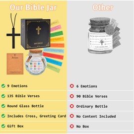 Bible Verse Jar - Read Me When Bible Verses Jar, Christian Religious Gifts for Women Men, Inspirational Catholic Gifts Birthday Gift for Mom Bible Accessories Prayer Jar with 135 Verses & 9 Emotions