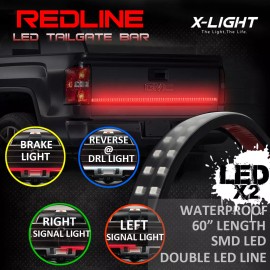 X-LIGHT RedLine 60" LED Tailgate Bar Turn Signal Light Truck Pickup Reverse Brake Glow