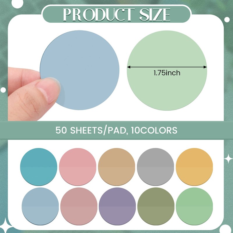 Sabary 500 Sheets Transparent Sticky Notes Round Translucent Sticky Notes