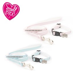 Ancol Small Bite Jewel Collar (Adjusts 20-30 cm) and Lead (1m x 10 mm) Set Pink