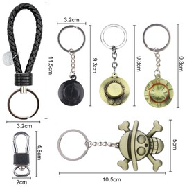 BlueXP Anime Keychain Keyring Cartoon Figure Pendant Model Keychain Pendant Braided Leather Keychain with Hat Decorations Anime Figure Key Ring Bag Filler Pendant for Men Boys Friends Cosplay Lovers