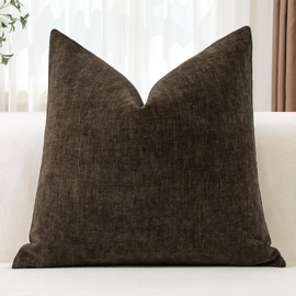JOTOM Chenille Cushion Covers 45x45 cm Soft Brown Decorative Throw Pillow Covers 18x18 Inch Square Cushion Case Solid Pillowcases for Couch Sofa Living Room Bed Home Decor (Brown)