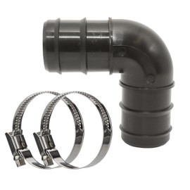 HAF® Hose Connector Angle 90° 38 mm Includes 2 x Stainless Steel Hose Clamp for Pool, Pond and Swimming Pool Construction and All Irrigation Systems – Quality: Made in Europe