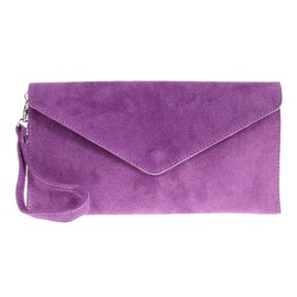 Girly Handbags Womens Genuine Italian Suede Leather Envelope Clutch Bag Wedding Purse Handbag Crossbody Bag LargePurple