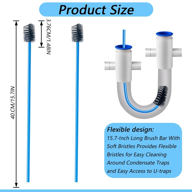 2 PCS Condensate Flexible Drain Brush, 15.7 in Nylon and