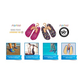 Slipstop Children's beach shoes, non-slip bathing shoes for girls, sun protection factor 50+, bouquet daisies, 27 / 29 UK