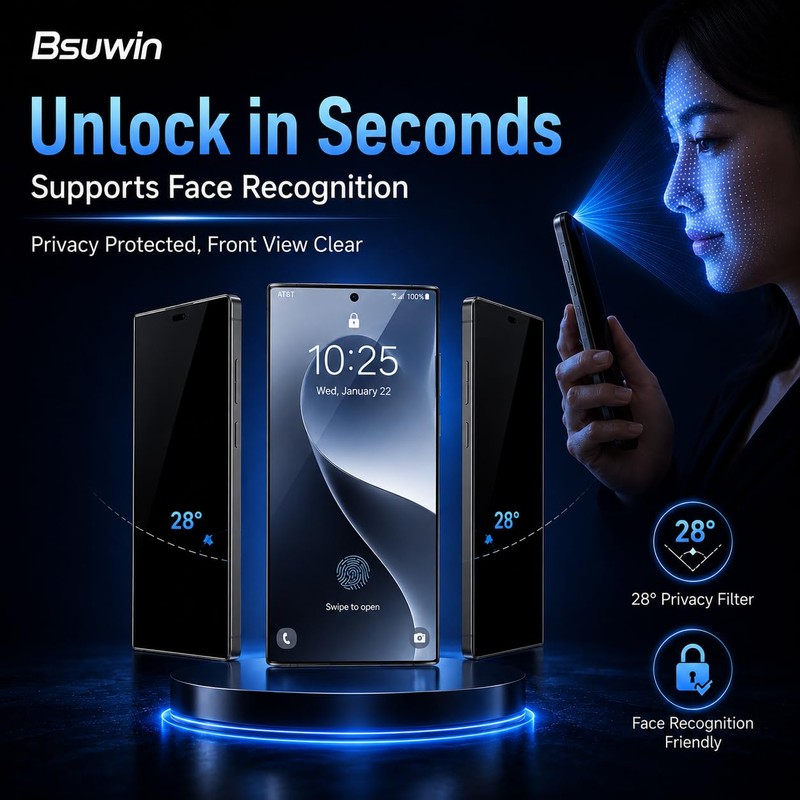 BSUWIN 2 Pack Privacy Screen Protector for T-mobile Revvl 8