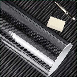 5D High Gloss Black Carbon Fiber Vinyl Bubble Free Air Release Car Wrap Film Automotive DIY Decals with Gift Knife and Hand Tool (48" x 60" / 4 FT x 5 FT)