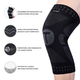 Teylam Knee Support for Men/Women, Set of 2, Medical Knee Pads for Meniscus Tear, Arthritis, ACL, Compression Bandage Knee for Basketball, Volleyball, Yoga, Running, Right & Left Leg Wearable