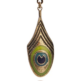 Art Nouveau Arts and Crafts Peacock Feather Brass Earring