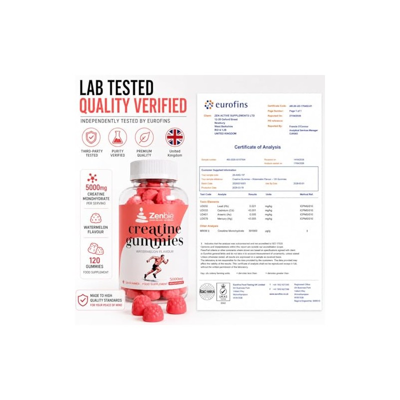 Creatine Gummies 5000mg | Creatine Monohydrate Gummies | 120 Sugar