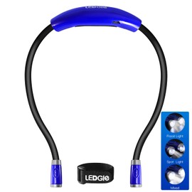 Neck Reading Light USB Rechargeable - LEDGLE Book Light for Reading in Bed with 4 LED 3 Brightness Levels 2 Flexible Soft Silicone Arms - Hands Free Lamp for Reading Knitting Craft Camping Repairing