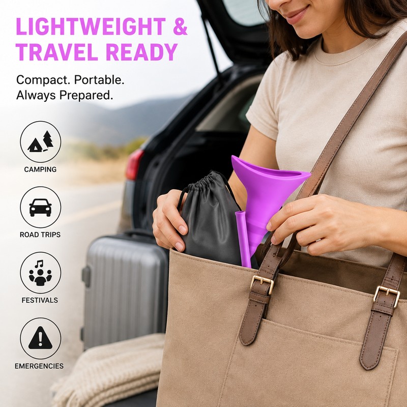 Portable Female Urinal for Outdoor Travel – Reusable Silicone Pee