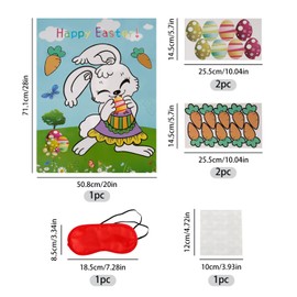 Tabanzhe Easter Bunny Feeding Game Set - Party Decorations with Bunny Posters, Carrots and Eye Masks for Kids Easter and Birthday Parties Wall Home Room Decorations